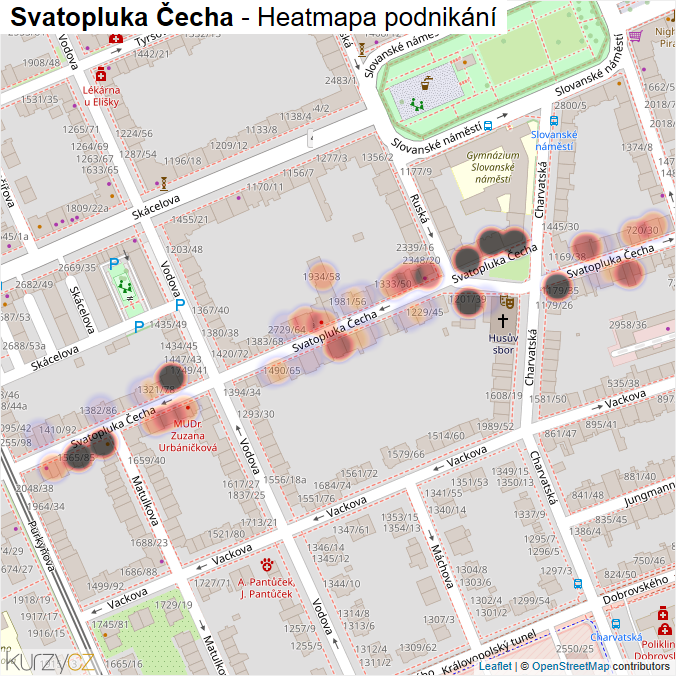 Mapa Svatopluka Čecha - Firmy v ulici.