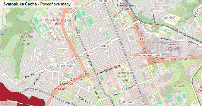 Svatopluka Čecha - záplavové mapy stoleté vody