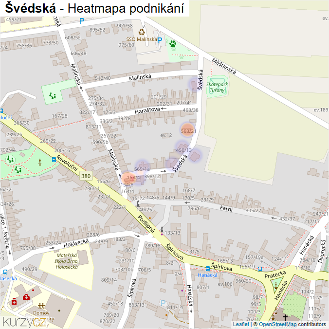 Mapa Švédská - Firmy v ulici.