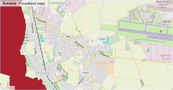 Švédská - záplavové mapy stoleté vody