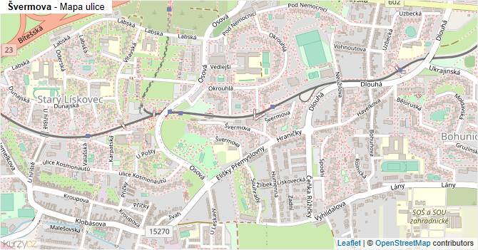 Švermova - mapa ulice