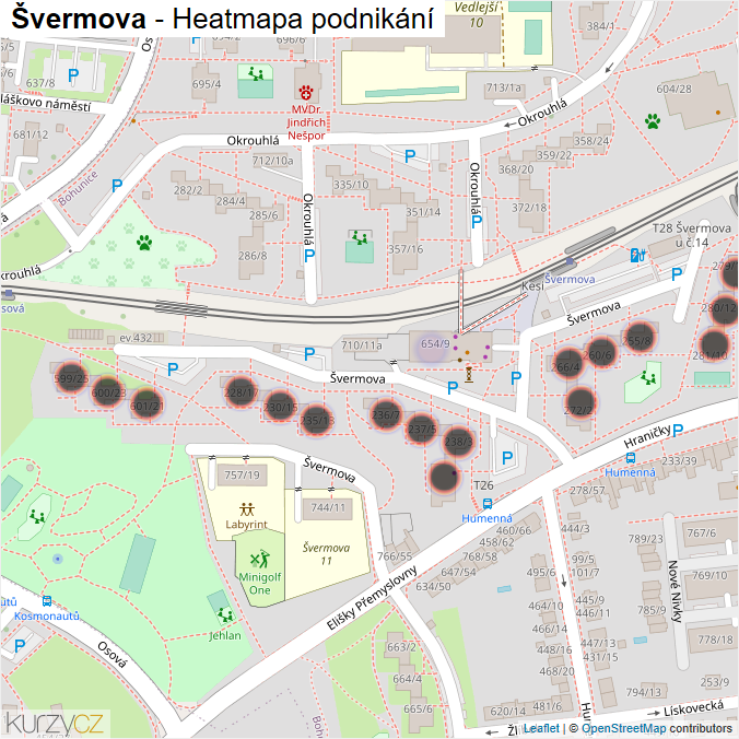 Mapa Švermova - Firmy v ulici.