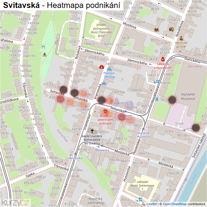 Mapa Svitavská - Firmy v ulici.