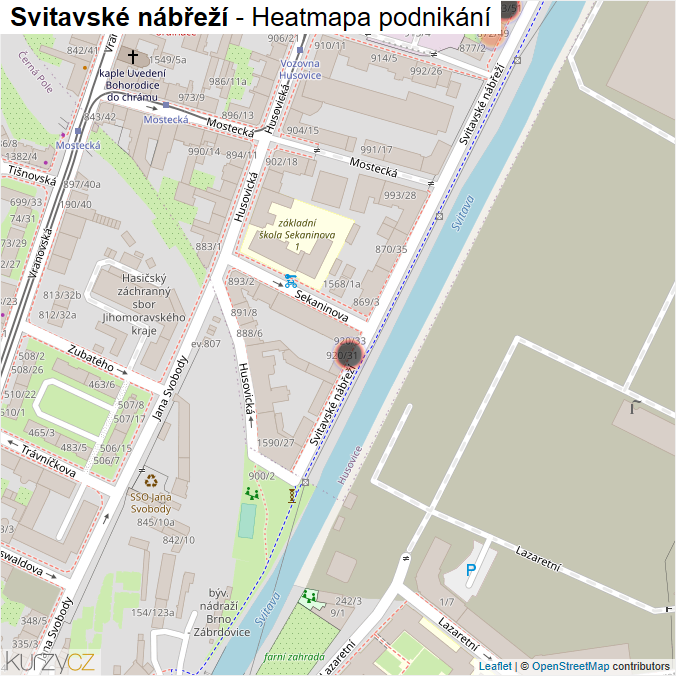 Mapa Svitavské nábřeží - Firmy v ulici.
