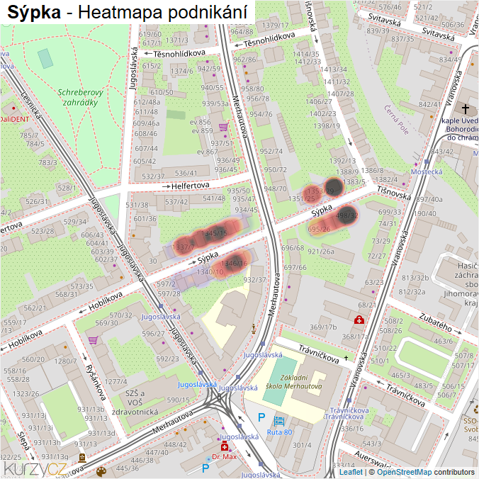 Mapa Sýpka - Firmy v ulici.