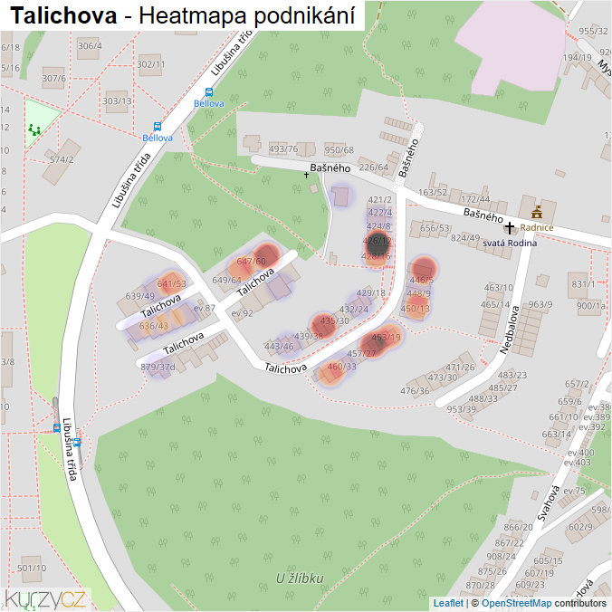 Mapa Talichova - Firmy v ulici.