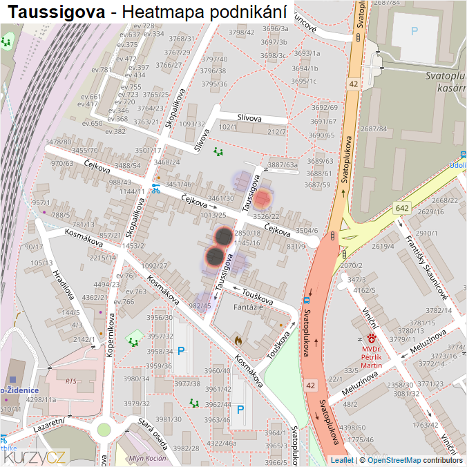 Mapa Taussigova - Firmy v ulici.