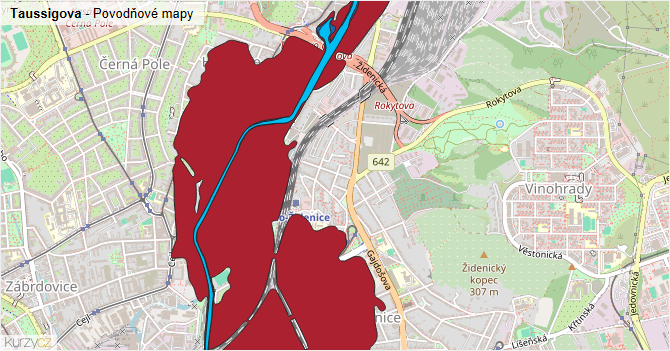 Taussigova - záplavové mapy stoleté vody