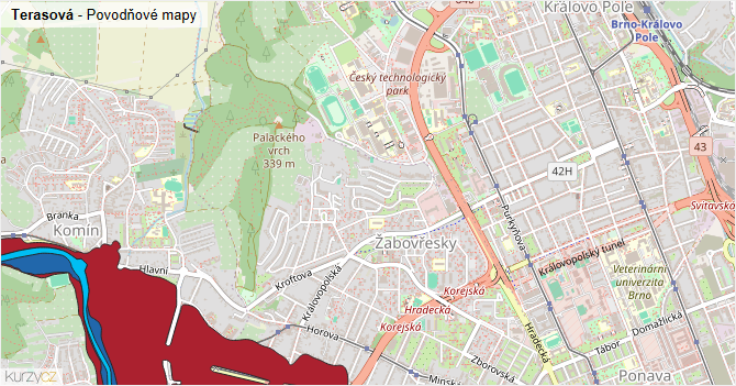 Terasová - záplavové mapy stoleté vody