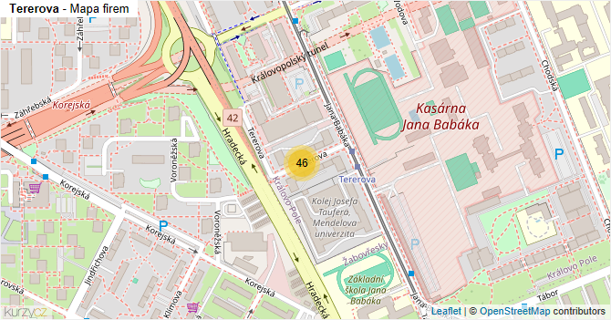 Tererova - mapa firem