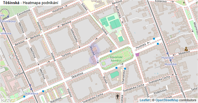 Těšínská - mapa podnikání