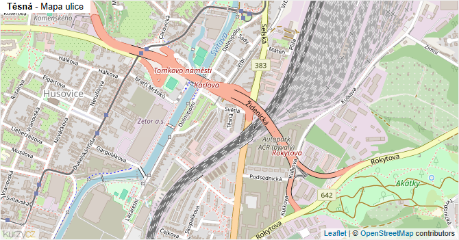 Těsná - mapa ulice