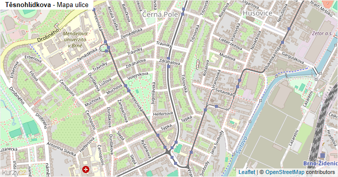 Těsnohlídkova - mapa ulice
