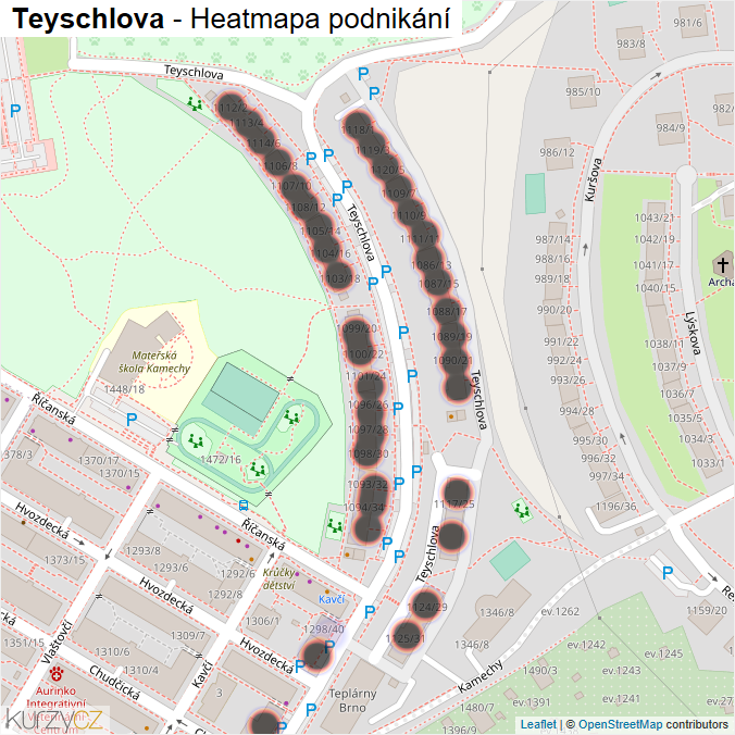 Mapa Teyschlova - Firmy v ulici.