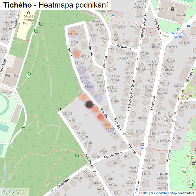 Mapa Tichého - Firmy v ulici.