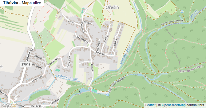 Tihůvka - mapa ulice