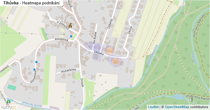 Tihůvka - mapa podnikání