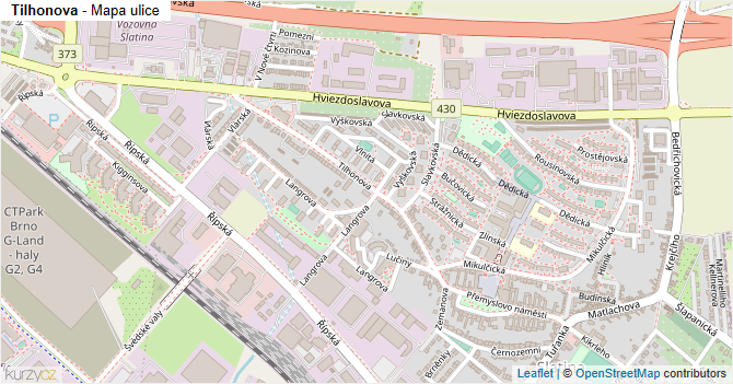 Tilhonova - mapa ulice