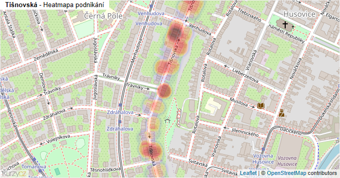 Tišnovská - mapa podnikání