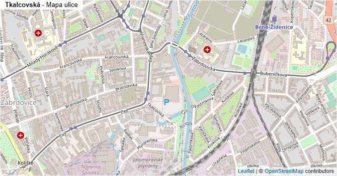 Tkalcovská - mapa ulice