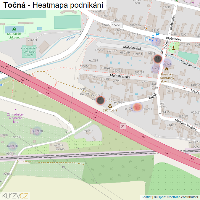 Mapa Točná - Firmy v ulici.