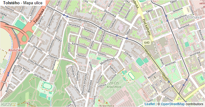 Tolstého - mapa ulice