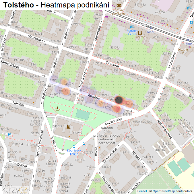Mapa Tolstého - Firmy v ulici.