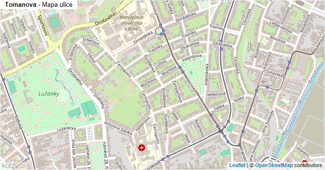 Tomanova - mapa ulice