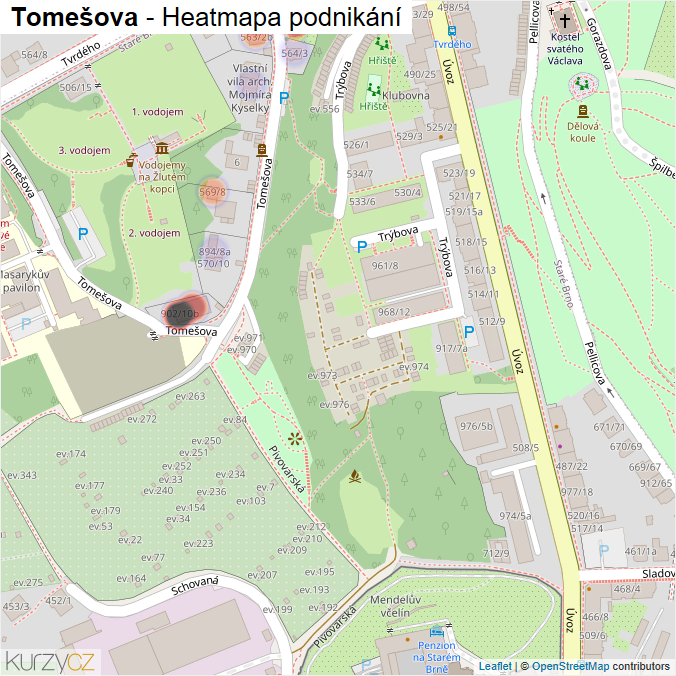 Mapa Tomešova - Firmy v ulici.