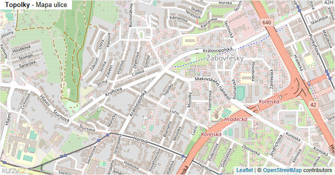 Topolky - mapa ulice