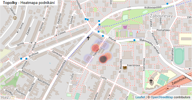 Topolky - mapa podnikání