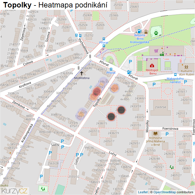 Mapa Topolky - Firmy v ulici.