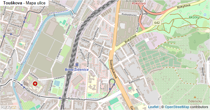 Touškova - mapa ulice