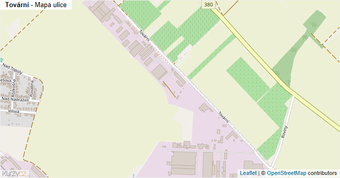 Tovární - mapa ulice