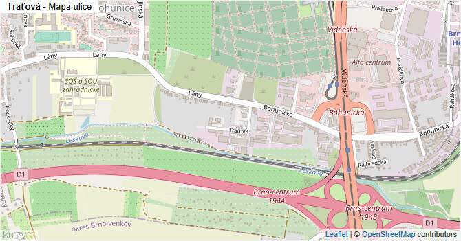 Traťová - mapa ulice