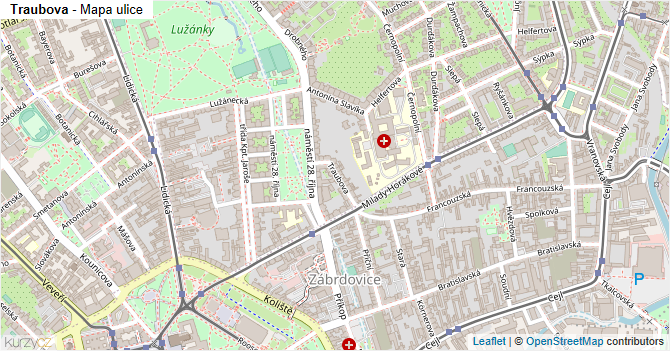Traubova - mapa ulice