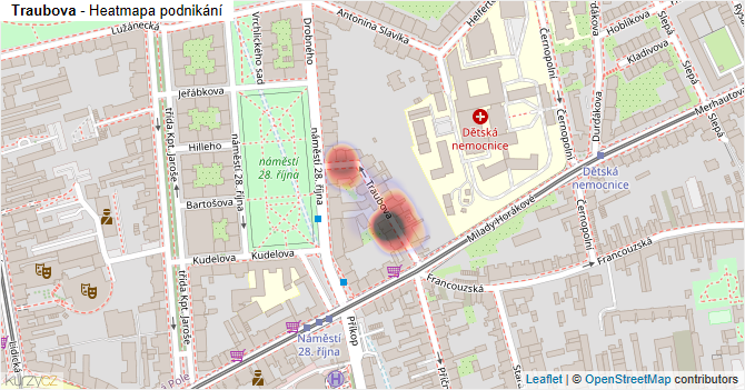 Traubova - mapa podnikání