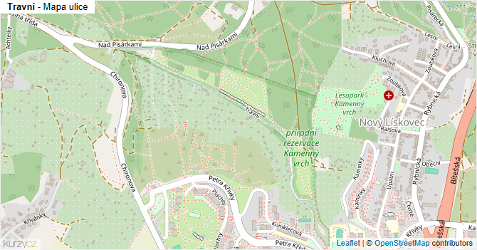 Travní - mapa ulice