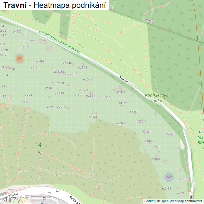 Mapa Travní - Firmy v ulici.