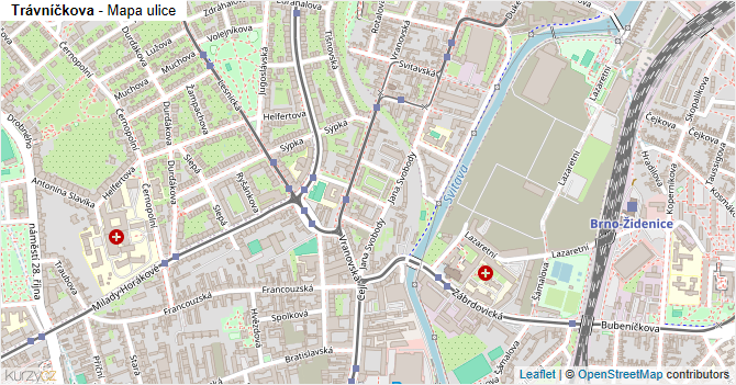Trávníčkova - mapa ulice