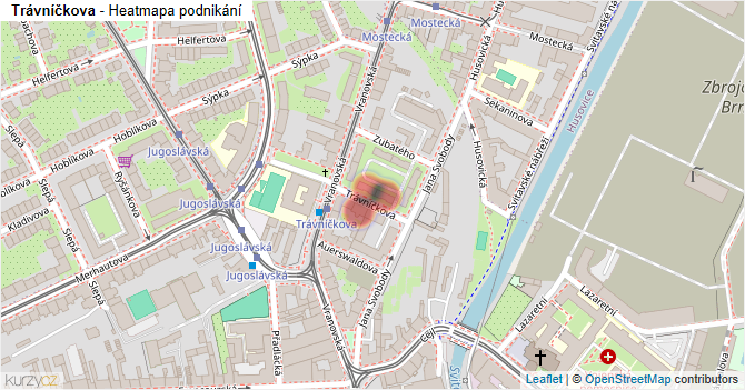 Trávníčkova - mapa podnikání