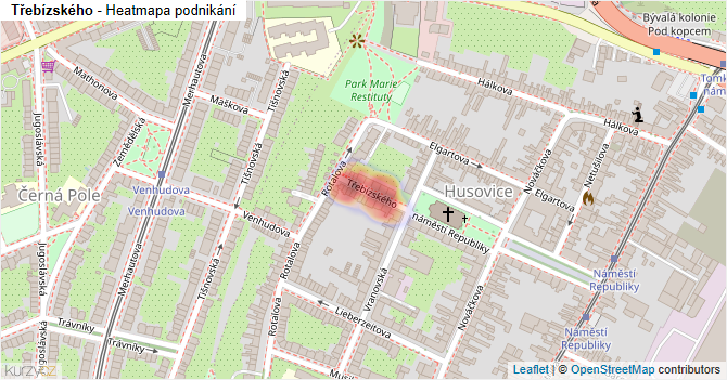 Třebízského - mapa podnikání