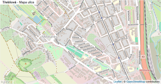 Třešňová - mapa ulice