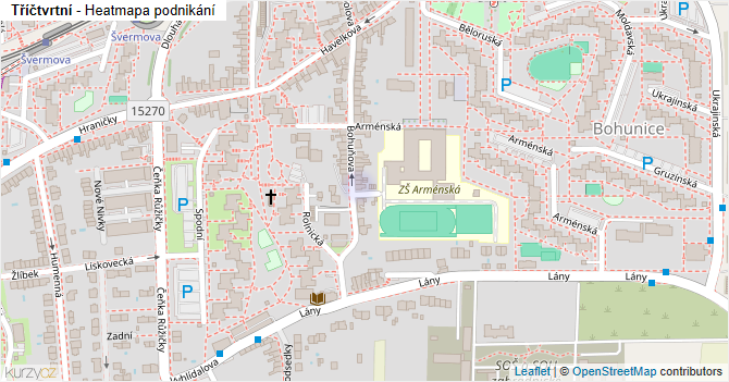 Tříčtvrtní - mapa podnikání
