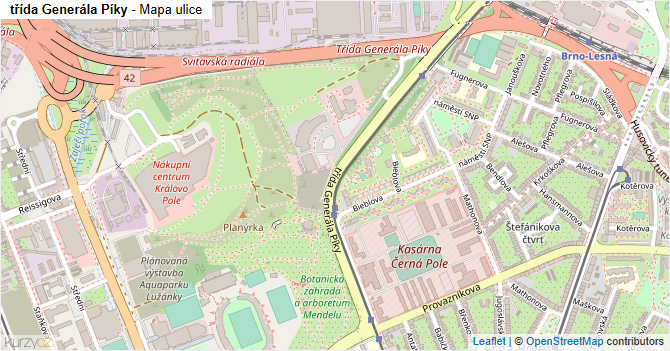 třída Generála Píky - mapa ulice