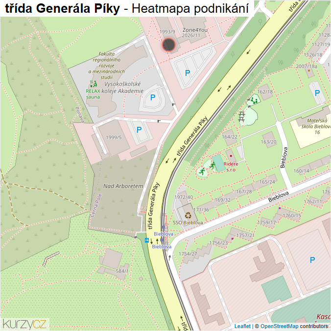 Mapa třída Generála Píky - Firmy v ulici.