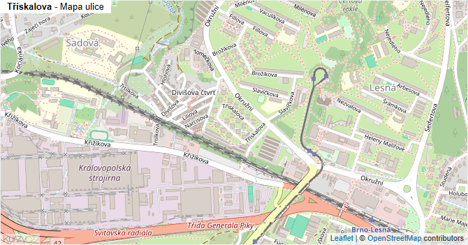 Třískalova - mapa ulice