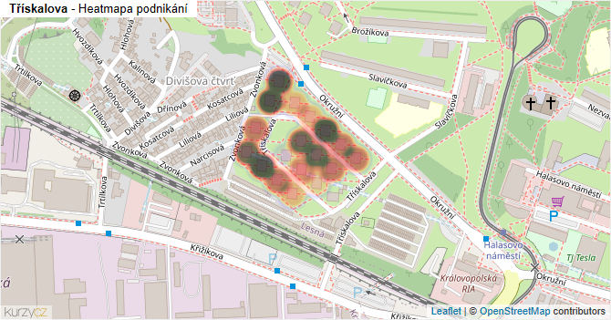 Třískalova - mapa podnikání