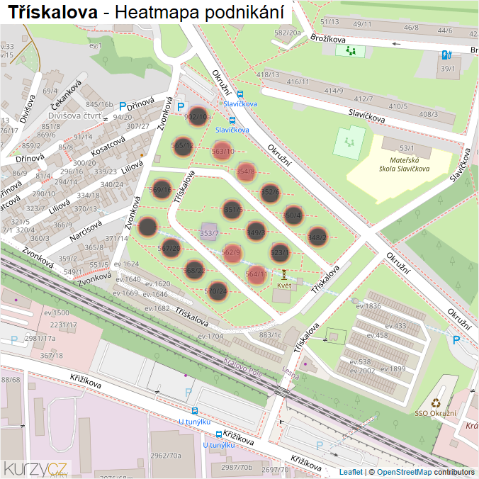 Mapa Třískalova - Firmy v ulici.