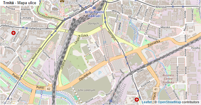Trnitá - mapa ulice